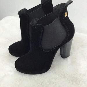 Lemon Jelly Women’s High Heel Chelsea Ankle Velvet Boot Black Size 38 EU 7-7.5US